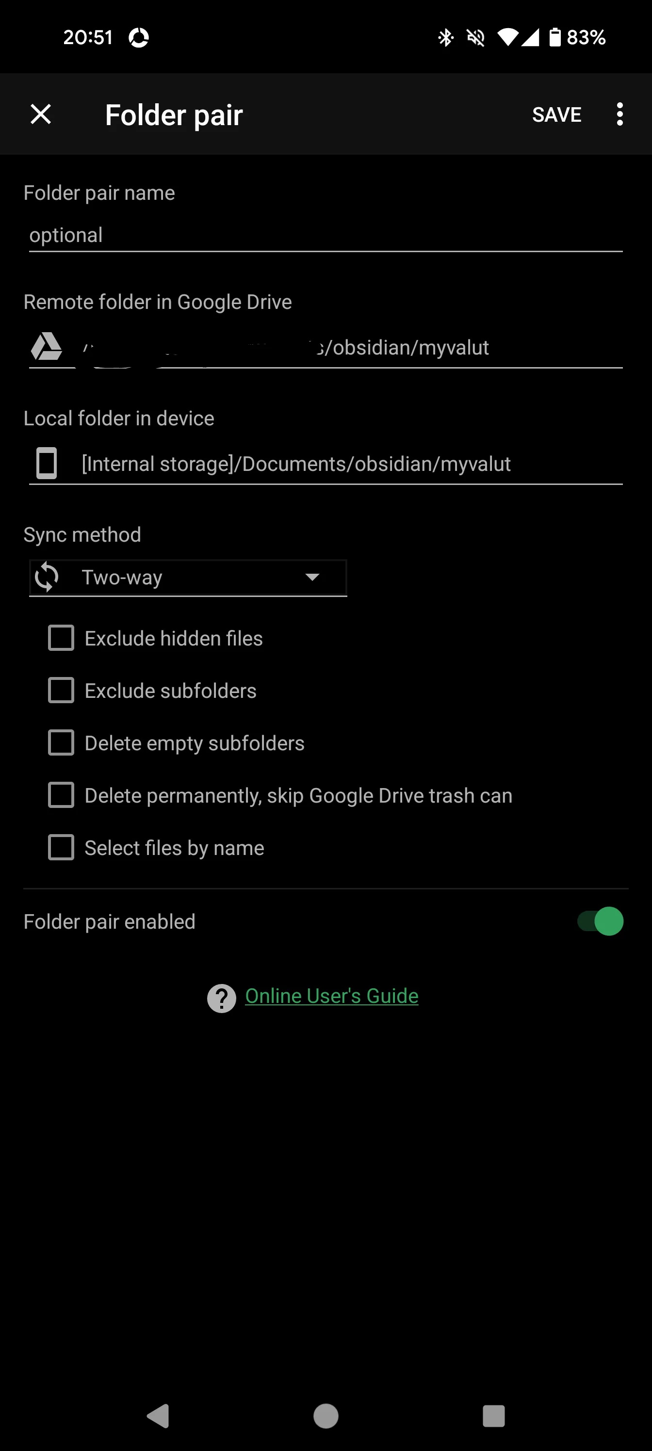 DriveSyncの設定